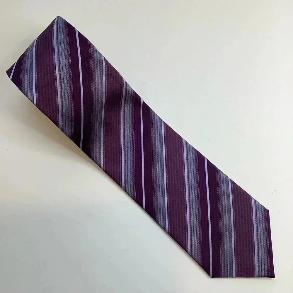2/$30 BRITCHES Purple Repp Stripe Silk Tie - Picture 11 of 12